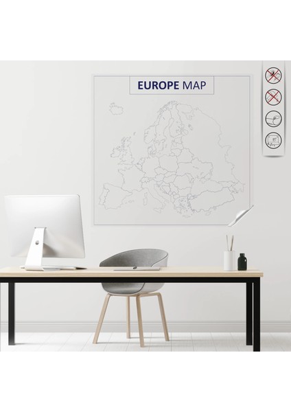 Statik Kağıt Renksiz Dilsiz Avrupa Haritası 150 cm x 156 cm 11