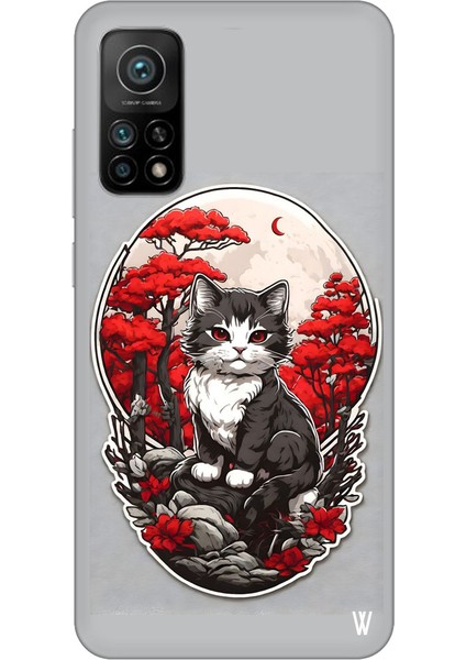 Xiaomi 11 Lite Silikon Kılıf Gri Kedi