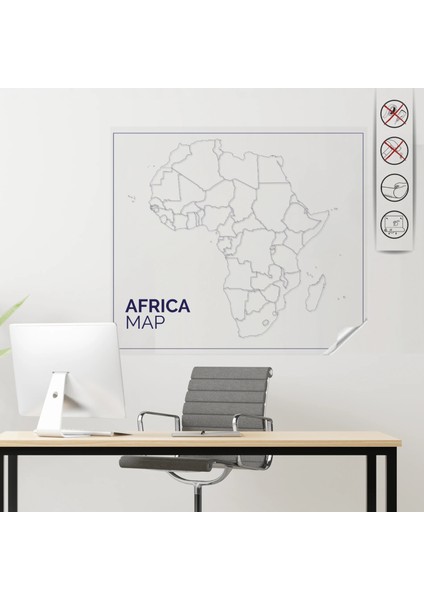 Statik Kağıt Renksiz Dilsiz Afrika Haritası 2 cm x 84 cm 11