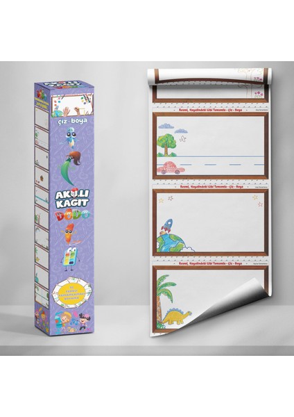 Boyama Kağıdı Dodo Resmi Tamamla 10'lu Set 25 cm x 40 cm 11