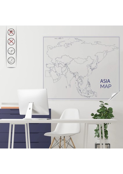 Statik Kağıt Renksiz Dilsiz Asya Haritası 73 cm x 90 cm 11