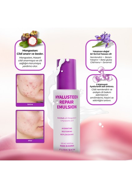 Hyalusteen Repair Emulsion Cilt Nemlendirici Onarıcı Ve Yenileyici Emülsiyon Krem Kore 120ml modelleri