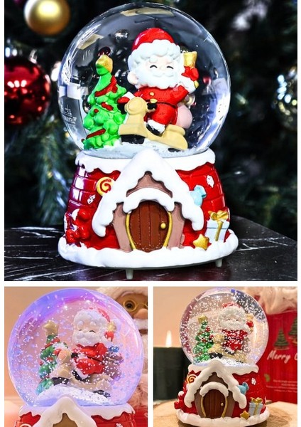 Yılbaşı 2025 Noel Baba Temalı 13 cm Orta Boy Işıklı Müzikli Kar Küresi 59A fiyatları