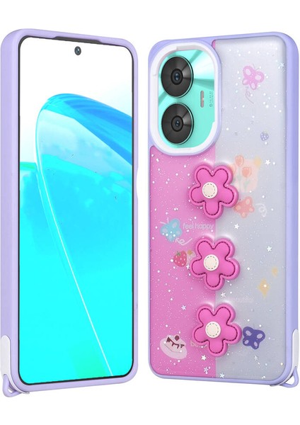 Realme C55 Kılıf Parlayan Simli Kabartma Figürlü Zr-Cevze