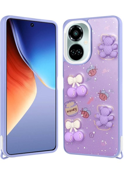 Tecno Camon 19 Pro Kılıf Parlayan Simli Kabartma Figürlü Zr-Cevze