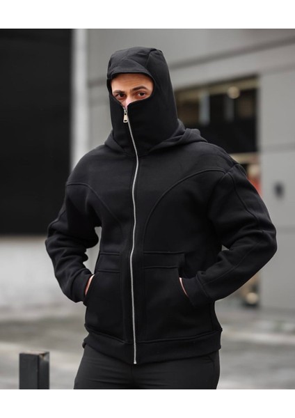 Yeni Sezon Unisex Ninja Ceket - Kapüşonlu, Maske Detaylı, Spor Ceket fırsatları