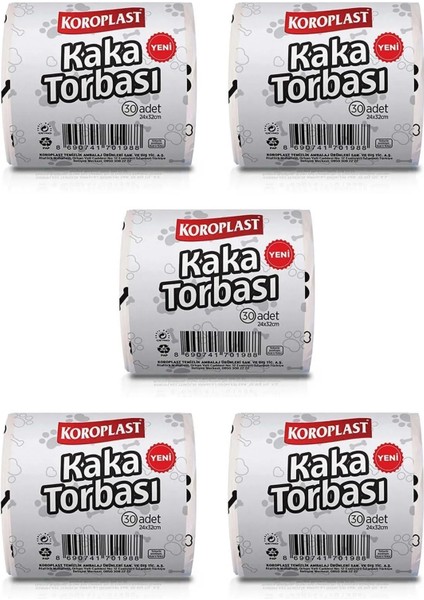 Extra Güçlü Kaka Torbası 30 Lu 24 x 32 cm x 5 Paket