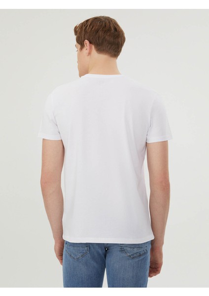 Regular Fit Beyaz Erkek T-Shirt LF2029278 fırsatları