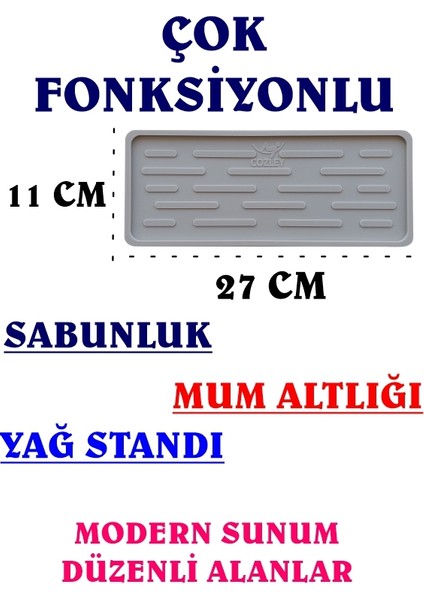 Silikon Yağdanlık Altlığı - Yağ Standı - Sabunluk Altlığı - Çok Amaçlı Organizer - Tezgah Sunum Düzenleyici 27X11 cm indirimleri