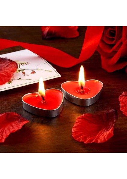 100 Adet Tea Light Kalpli Mum Kırmızı Mum Kırmızı Tealight Mum Sevgililer Gününe Özel Dekor Mum
