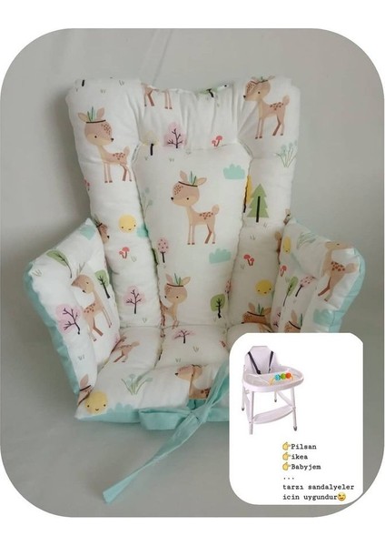 Mama Sandalyesi Minderi Kemer Geçme Yerleriyle Ergonomik Tasarım 0-3 Yaş