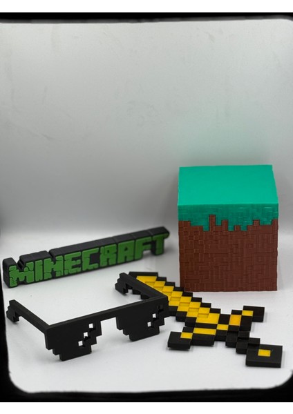 Minecraft Hediyelik Oyuncak (Yazı - Blok - Kılıç - Gözlük )