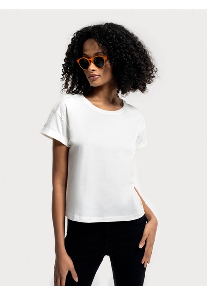 Loose Fit Beyaz Kadın T-Shirt LF2035741