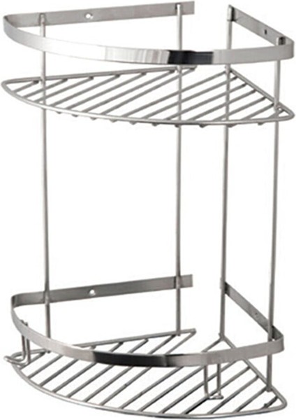 4 Lü Banyo Seti Paslanmaz Çelik Köşe Raf Şampuanlık 2 Katlı