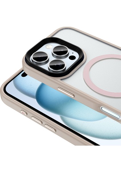 iPhone 16 Pro Max Magsafe Şarj Özellikli Mat Arka Yüzey Sert + Silikon Flet Kapak & Kılıf