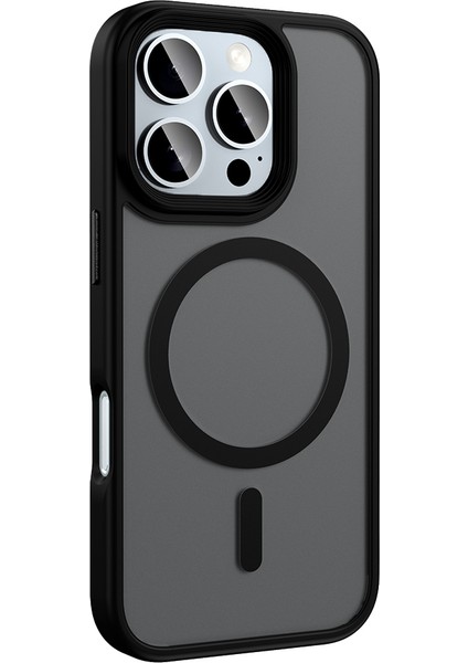 iPhone 16 Pro Max Magsafe Şarj Özellikli Mat Arka Yüzey Sert + Silikon Flet Kapak & Kılıf