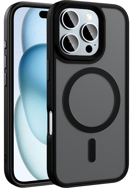 iPhone 16 Pro Max Magsafe Şarj Özellikli Mat Arka Yüzey Sert + Silikon Flet Kapak & Kılıf