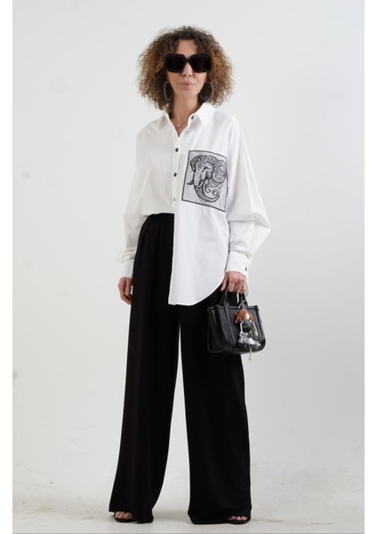 Siyah Modal Palazzo Pantolon