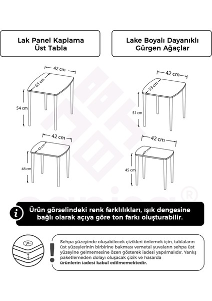 Concept Lyon Serisi , 4lü Zigon Sehpa Takımı , Üst Kalite 1.sınıf Mdf