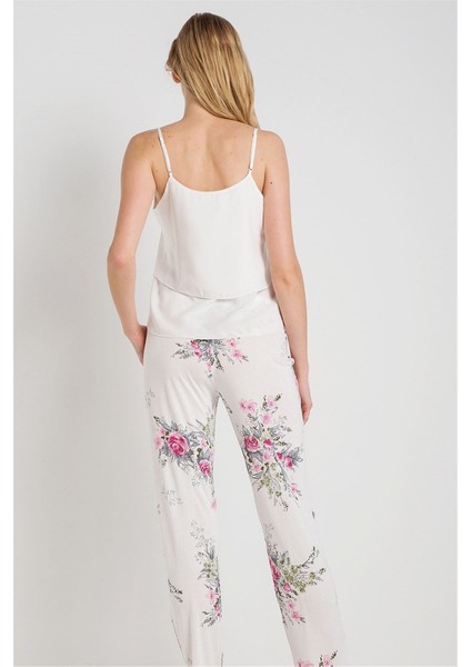 32630 Kadın Ekru Penye 3'lü Sabahlıklı Pijama Takım fırsatları