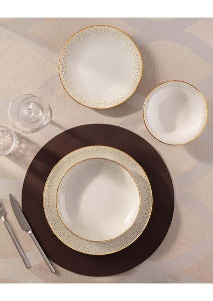 - Coco Vıal Altın Yaldızlı 6 Kişilik 24 Parça Yemek Takımı - Gold/platin
