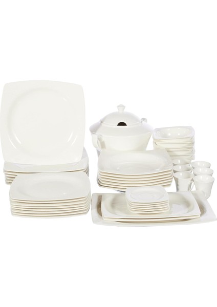 - Porselen 9849 Bone Mare 68 Parça 12 Kişilik Yemek Takımı