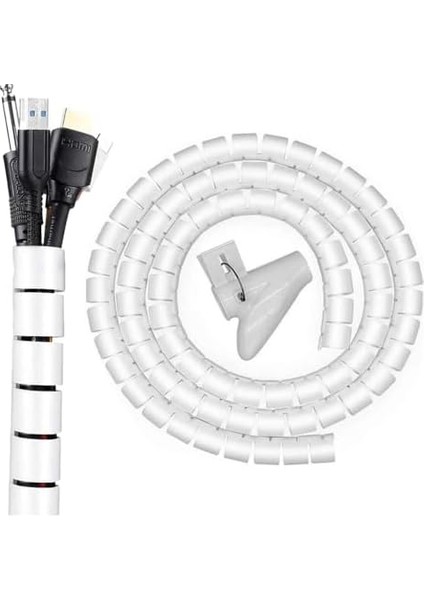 1 mt x 22 mm Spiral Boru Kablo Kanalı Kablo Fiş Düzenleyici Toplayıcı Kordon Kablo Tutucu Beyaz (1 Adet) modelleri