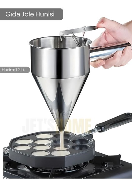 Gıda Jöle Hunisi Paslanmaz Hamur Dağıtıcı Standlı Krep ve Tatlı Porsiyonlayıcı Çelik 1.2 Lt. fırsatları