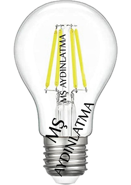 CLA12 E27 Duylu 6 Watt Beyaz Işık LED Filament Rustik Şeffaf Cam Ampul A60
