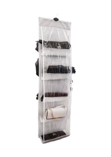 10 Bölmeli Dolap Içi Çanta Organizeri - Pembe Çizgili modelleri