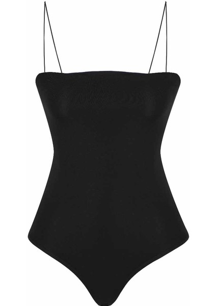 Çıtçıtlı Ince Askılı Bodysuit Siyah