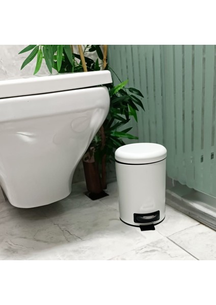 3 Litre Beyaz Elit Pedallı Çöp Kovası