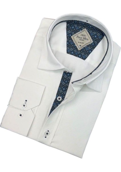 Pamuklu Beyaz Uzun Kollu Erkek Gömlek (Slim Fit Kalıp) fiyatları