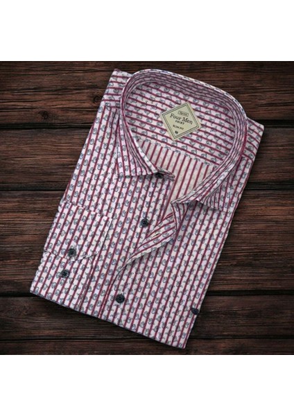 Pamuklu Pembe Uzun Kollu Erkek Gömlek (Slim Fit Kalıp)