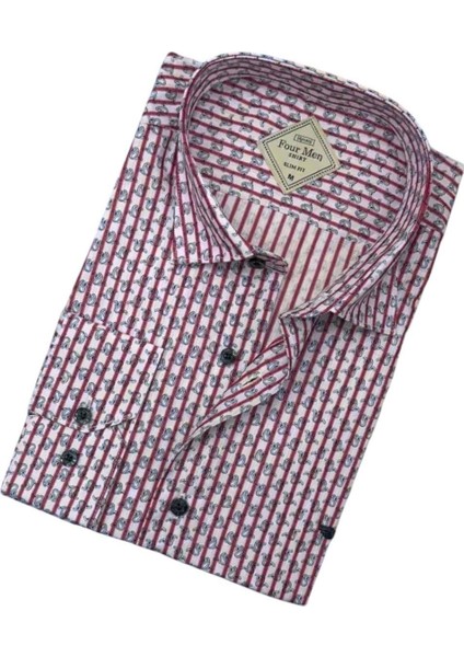 Pamuklu Pembe Uzun Kollu Erkek Gömlek (Slim Fit Kalıp)