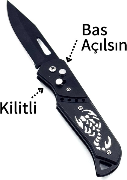 Kamp Kilitli Açılan Çakı 20 cm Kemer Aparatlı Tamamen Çelik