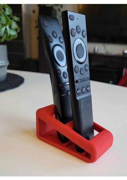 Kumanda Organizer Standı Uzaktan Kumanda Düzenleyici 2 Tv Kumandalık Modern Kırmızı