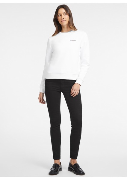 Klasik Yaka Beyaz Kadın Sweatshırt Gj Cn Reg Mını Amerı - Organıc Co/p