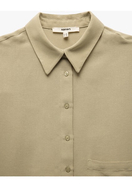 Keten Karışımlı Cepli Uzun Kollu Oversize Crop Gömlek modelleri