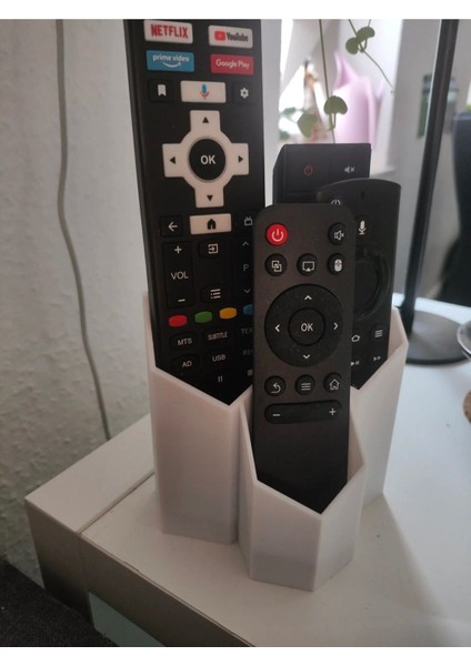 3 Gözlü Kumanda Organizer Standı Uzaktan Kumanda Düzenleyici Tv Kumandalık Modern