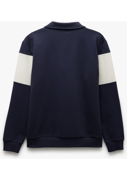 Pamuklu Renk Bloklu Uzun Kollu Yarım Fermuarlı Sweatshirt fiyatları