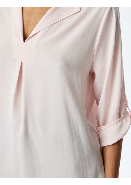 Kolları Katlama Detaylı 3/4 Kol Ceket Yaka Bluz indirimleri