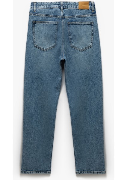 Normal Bel Düğmeli Crop Düz Paça Slim Fit Denim Pantolon - Slim Fit Jeans indirimleri
