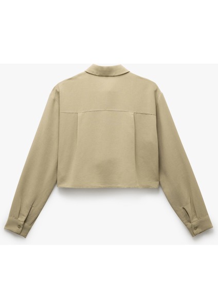 Keten Karışımlı Cepli Uzun Kollu Oversize Crop Gömlek fiyatları