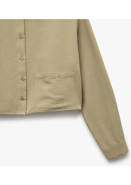 Keten Karışımlı Cepli Uzun Kollu Oversize Crop Gömlek fırsatları