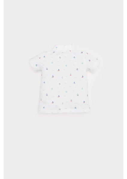 Erkek Bebek Polo Yaka Deniz Baskılı Pike Kısa Kollu Tişört E4776A525SM modelleri