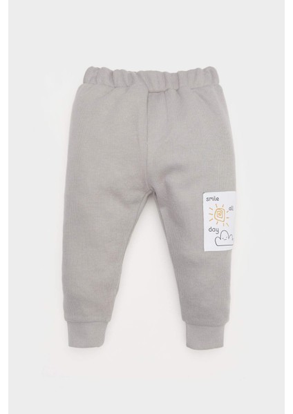 Erkek Bebek 2'li Takım Selanik Kumaş Etiket Baskılı Sweatshirt Eşofman Altı D4647A525SP