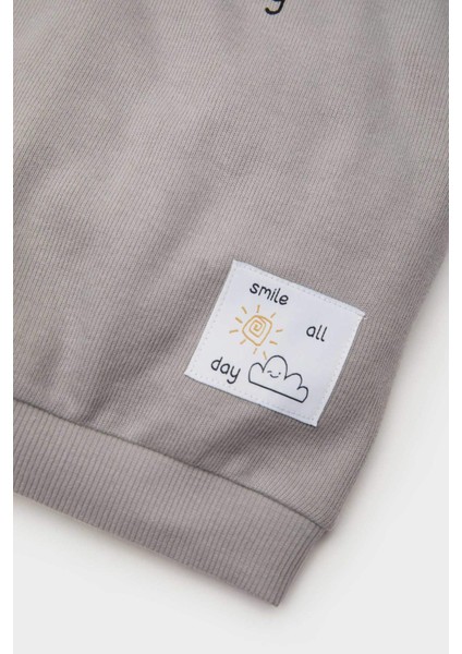 Erkek Bebek 2'li Takım Selanik Kumaş Etiket Baskılı Sweatshirt Eşofman Altı D4647A525SP