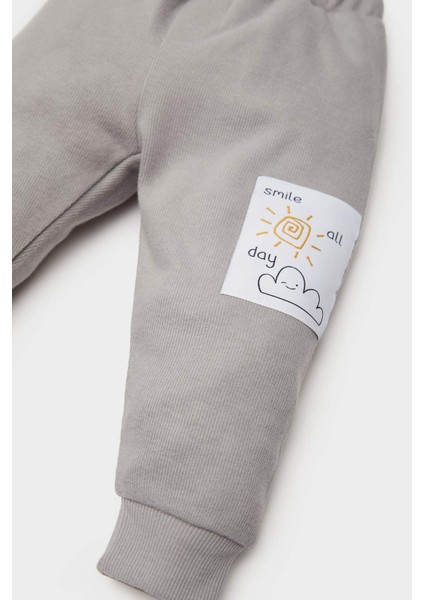 Erkek Bebek 2'li Takım Selanik Kumaş Etiket Baskılı Sweatshirt Eşofman Altı D4647A525SP