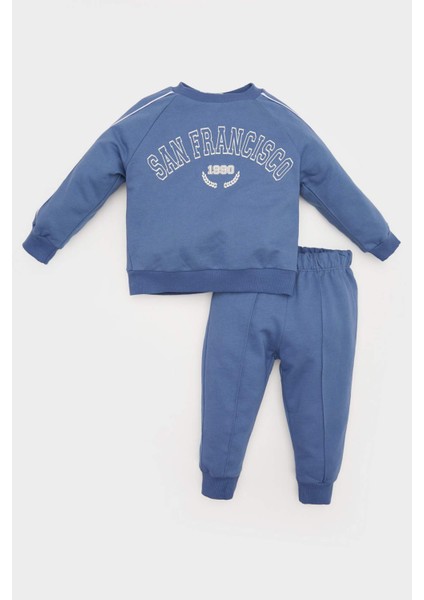 Erkek Bebek 2'li Takım Baskılı Sweatshirt Esnek Belli Eşofman Altı D2599A525SP